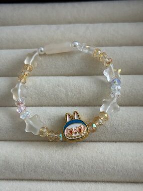 Cute Labubu Elastic Beaded Bracelet with Star Acrylic Beads